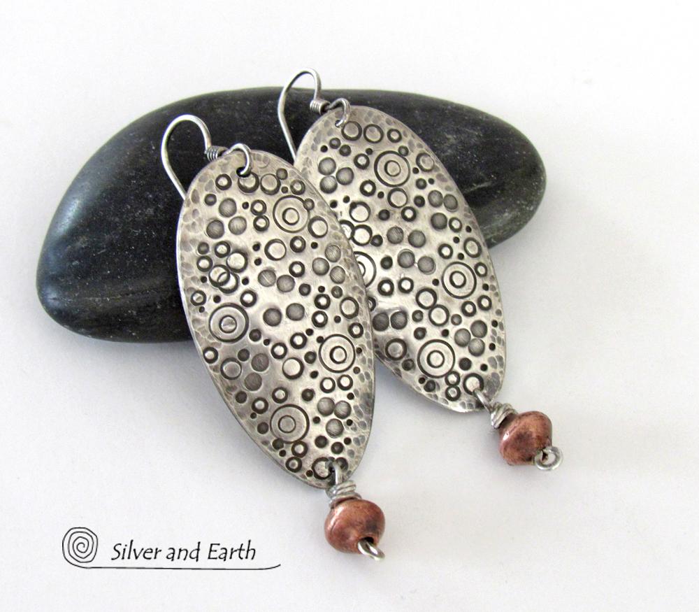 Sterling Silver Earrings with Intricate Textured Design - Unique Handcrafted Silver Jewelry