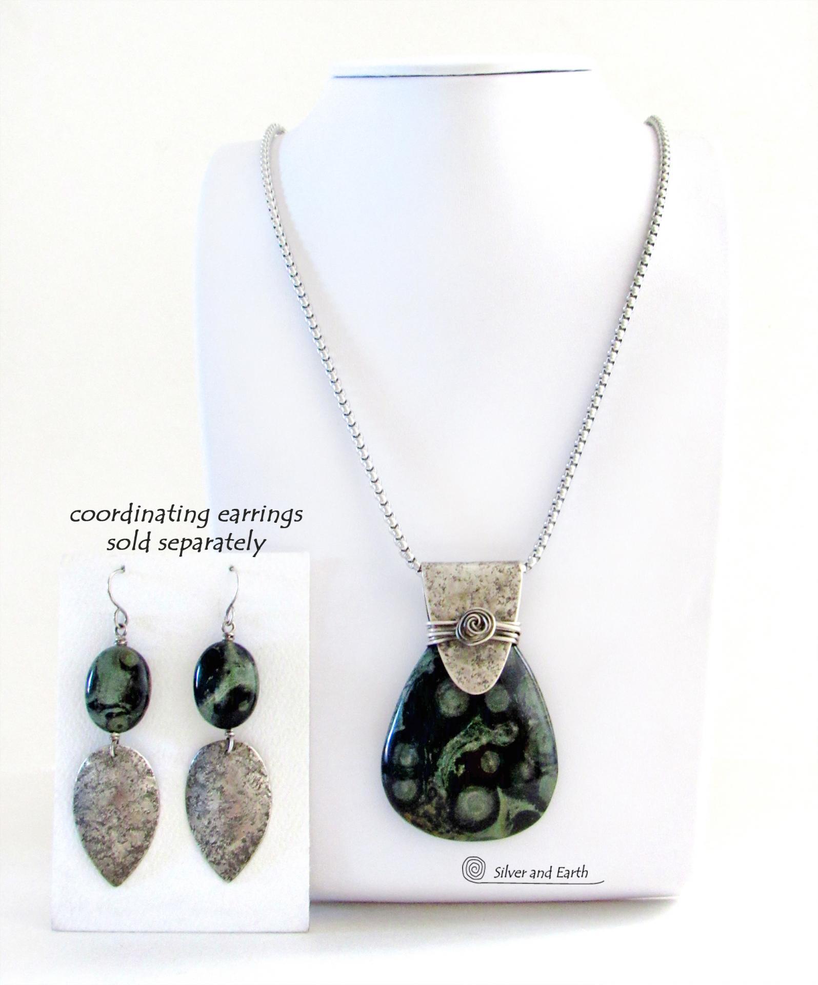 Kambaba Jasper Sterling Silver Necklace - Unique One of a Kind Natural Stone Jewelry
