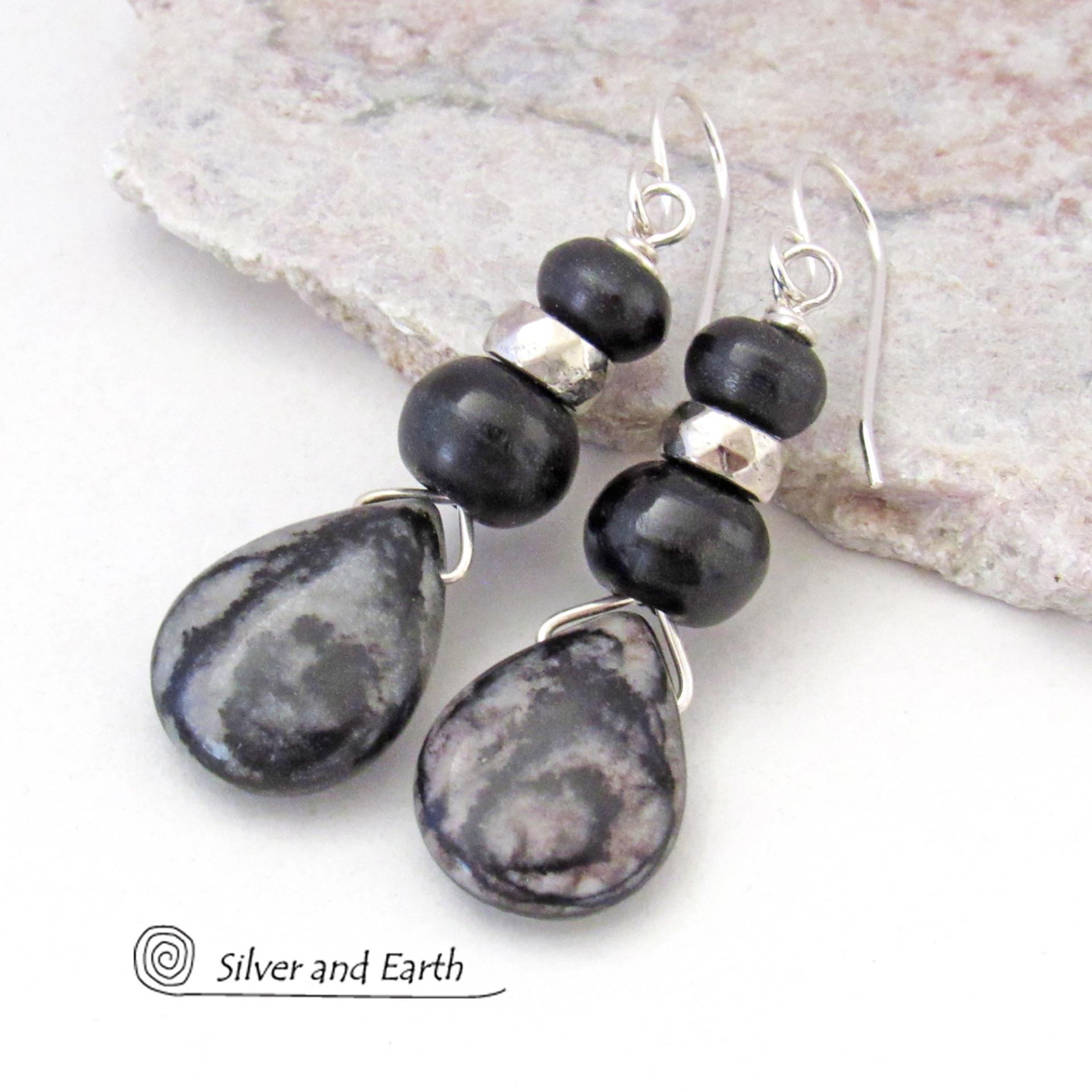 Zebra Jasper Earrings - Earthy Natural Stone Jewelry