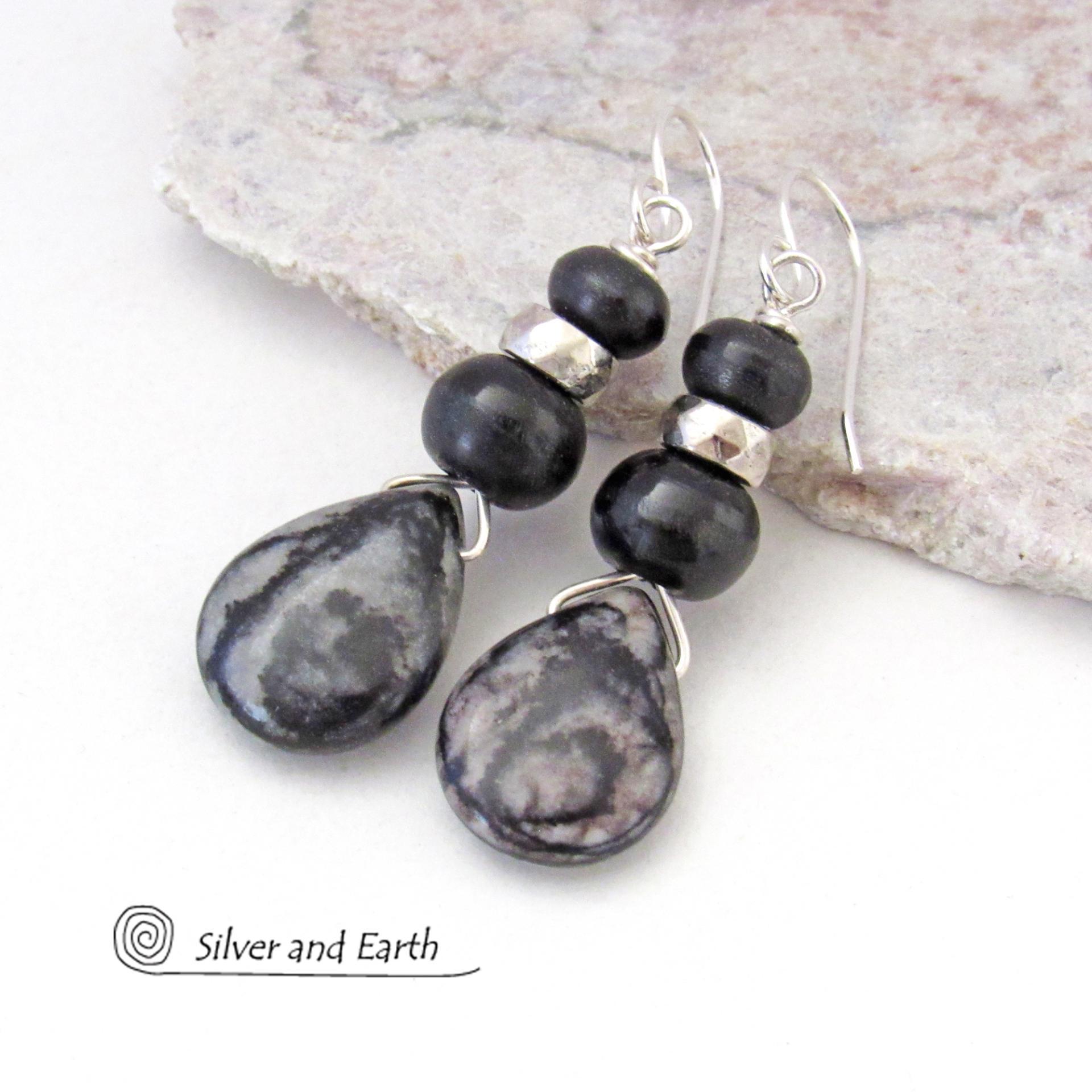 Zebra Jasper Earrings - Earthy Natural Stone Jewelry