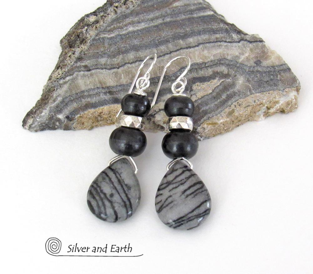 Zebra Jasper Earrings - Earthy Natural Stone Jewelry