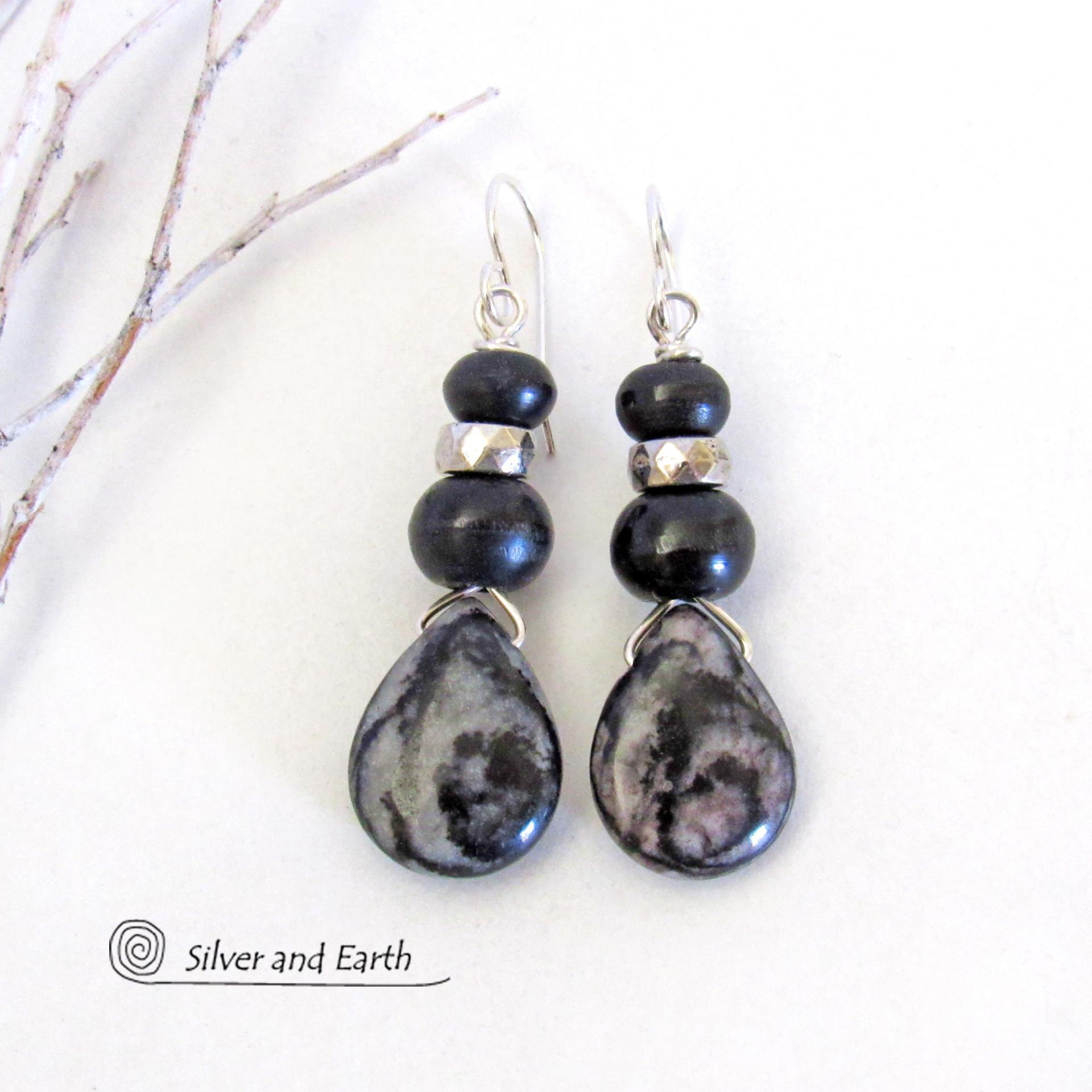 Zebra Jasper Earrings - Earthy Natural Stone Jewelry