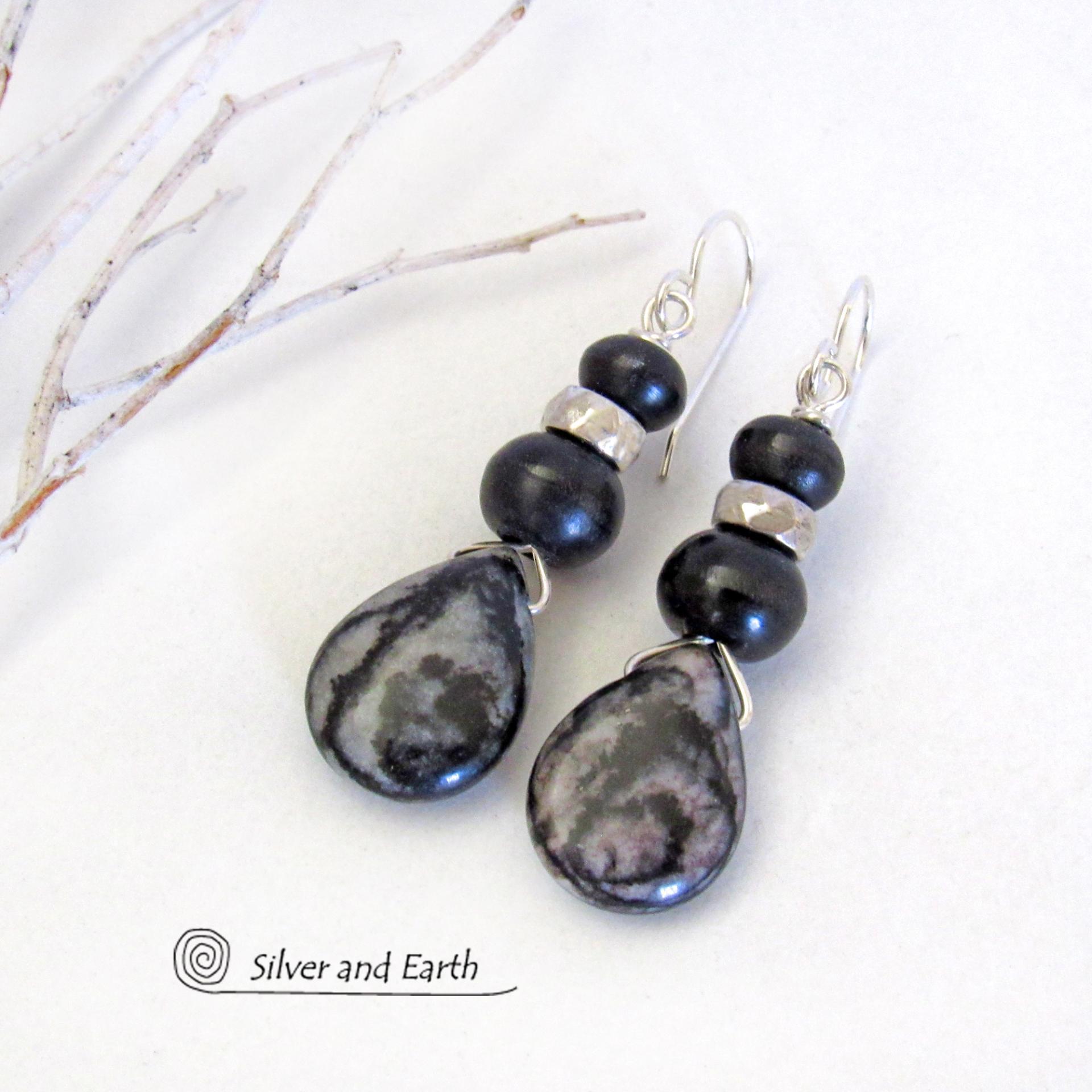 Zebra Jasper Earrings - Earthy Natural Stone Jewelry