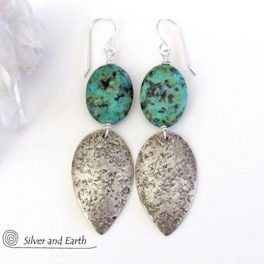 Sterling Silver & African Turquoise Earrings - Silver & Natural Stone Jewelry