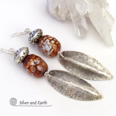 Sterling Silver Dangle Earrings with Faceted Agate Gemstones