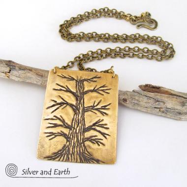 Handcrafted Brass Tree Necklace - Tree of Life Nature Jewelry