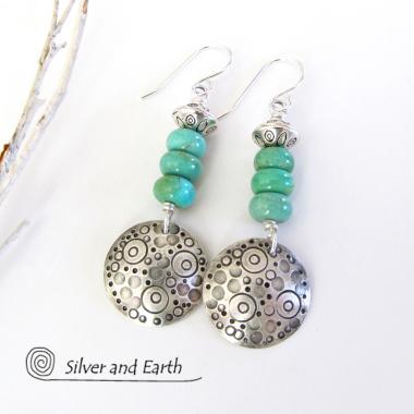 Sterling Silver & Turquoise Earrings - Unique Handmade Southwest Style Jewelry