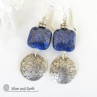 Sterling Silver & Lapis Earrings  - Blue Lapis Lazuli & Silver Jewelry