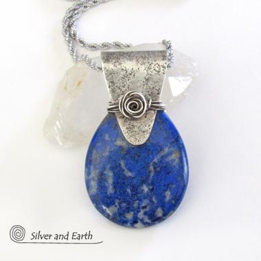 Lapis Lazuli Sterling Silver Pendant Necklace - Unique Handmade Silver Jewelry