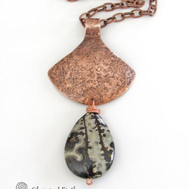 Paintbrush Jasper Copper Necklace - Earthy Natural Stone Jewelry