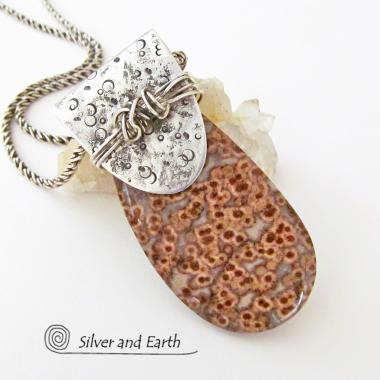 Birdseye Rhyolite Sterling Silver Necklace - Unique Natural Stone Jewelry