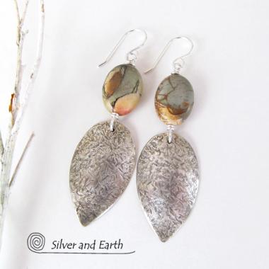 Picasso Jasper Sterling Silver Earrings - Natural Stone & Silver Jewelry