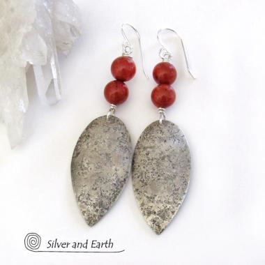 Red Jasper Sterling Silver Earrings - Handmade Silver & Stone Jewelry