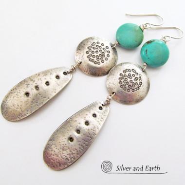 Sterling Silver Earrings with Sleeping Beauty Turquoise - Southwestern Jewelry