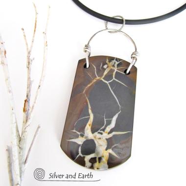 Septarian Fossil Necklace with Sterling Silver - Ancient Natural Fossil Jewelry