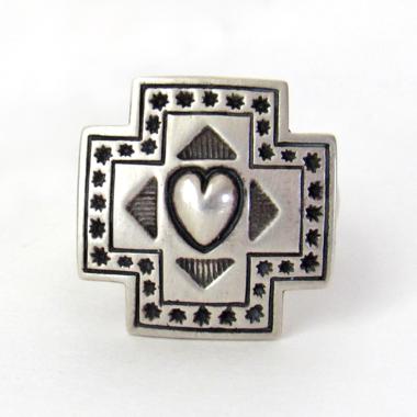 Sterling Silver Heart & Cross Ring - Southwestern Jewelry