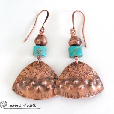 Nereides,Antique Copper Openwork Handmade Hoop Dangles,Copper Filigree Crescent Earrings,Bohemian Earrings,Tribal Long Dangles,Antique Style