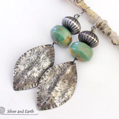 Big Bold Sterling Silver & Turquoise Earrings - Southwest Silver Jewelry