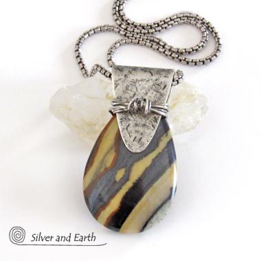 Zebra Jasper Sterling Silver Necklace - Handcrafted Silver & Stone Jewelry