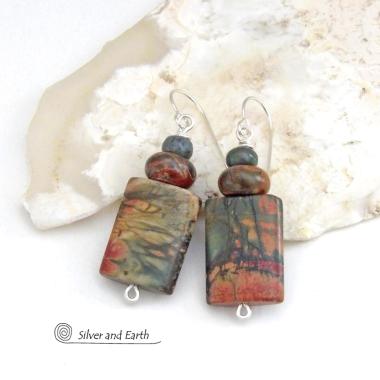 Red Creek Jasper Earrings - Handmade Earthy Natural Stone Jewelry