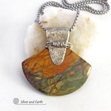 Red Creek Jasper Sterling Silver Necklace - Handmade One of a Kind Natural Stone Jewelry