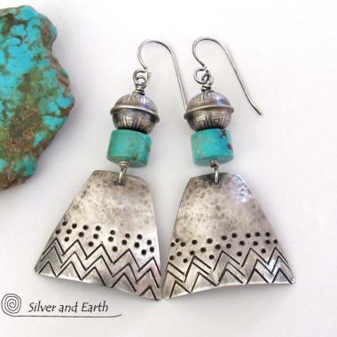 Sterling Silver Earrings with Turquoise - Southwestern Style Jewelry