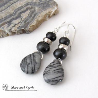 Zebra Jasper Earrings - Earthy Natural Stone Jewelry
