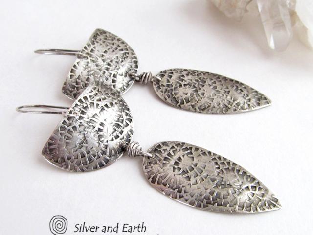 Bold Modern Contemporary Sterling Silver Earrings - Unique Sterling Jewelry