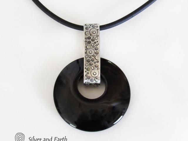 Black Onyx & Sterling Silver Necklace - Chic Modern Everyday Jewelry