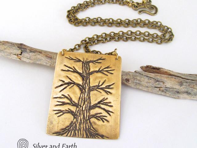 Handcrafted Brass Tree Necklace - Tree of Life Nature Jewelry