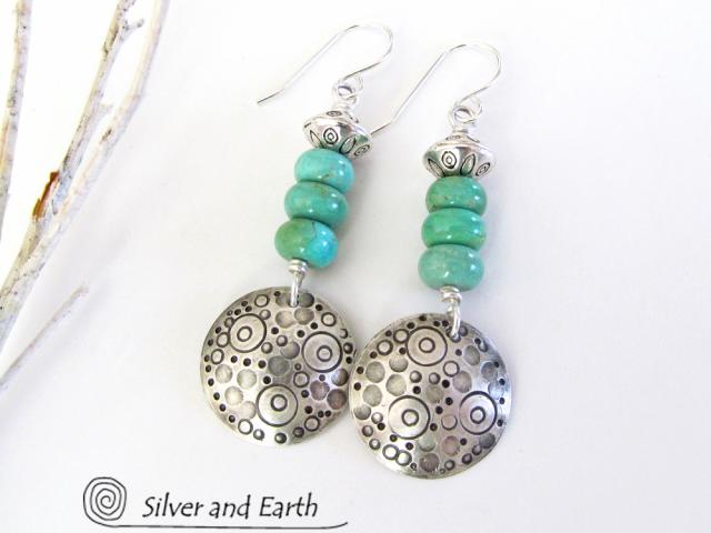 Sterling Silver & Turquoise Earrings - Unique Handmade Southwest Style Jewelry