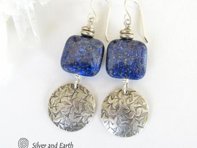 Sterling Silver & Lapis Earrings  - Blue Lapis Lazuli & Silver Jewelry