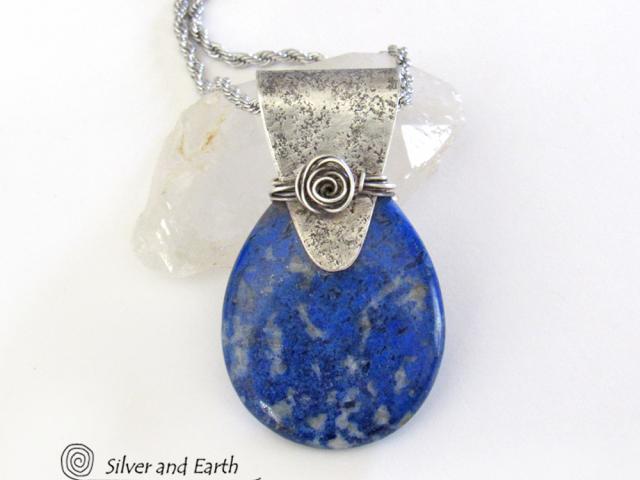 Lapis Lazuli Sterling Silver Pendant Necklace - Unique Handmade Silver Jewelry