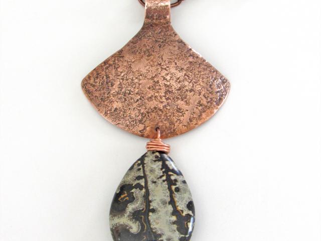 Paintbrush Jasper Copper Necklace - Earthy Natural Stone Jewelry