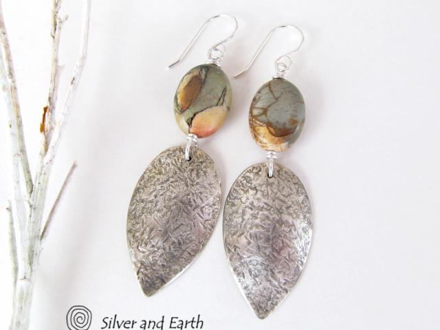 Picasso Jasper Sterling Silver Earrings - Natural Stone & Silver Jewelry