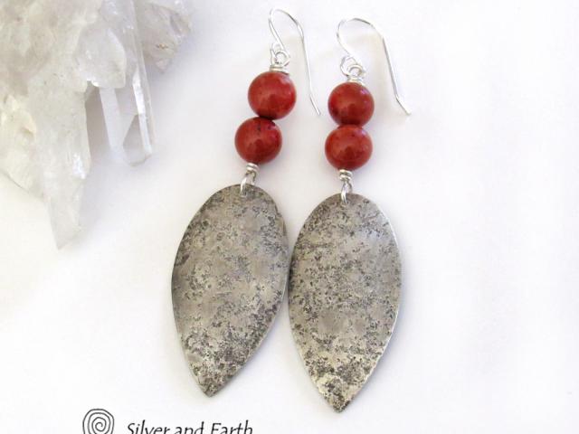 Red Jasper Sterling Silver Earrings - Handmade Silver & Stone Jewelry