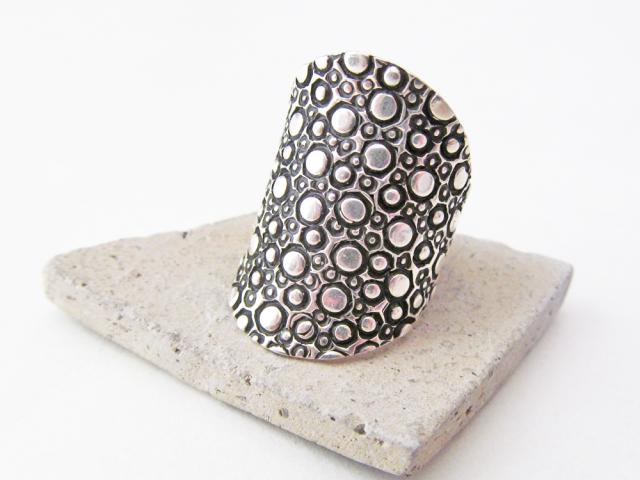 Organic Textured Sterling Silver Ring - Unique Modernist Jewelry