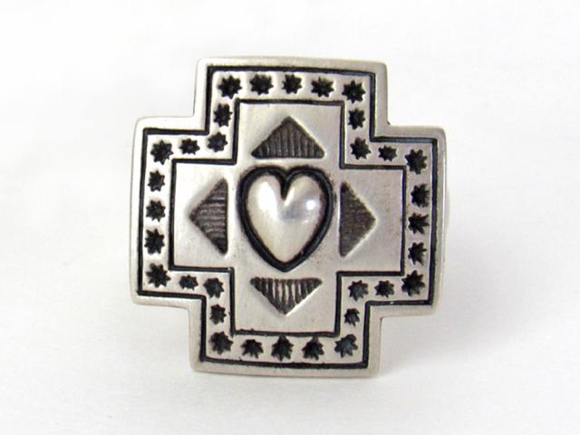 Sterling Silver Heart & Cross Ring - Southwestern Jewelry