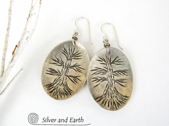 Tree of Life Sterling Silver Earrings - Earthy Nature Jewelry