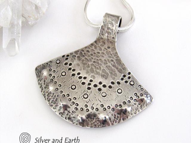 Sterling Silver Necklace with Tribal Design - Handcrafted Unique Silver Jewelry