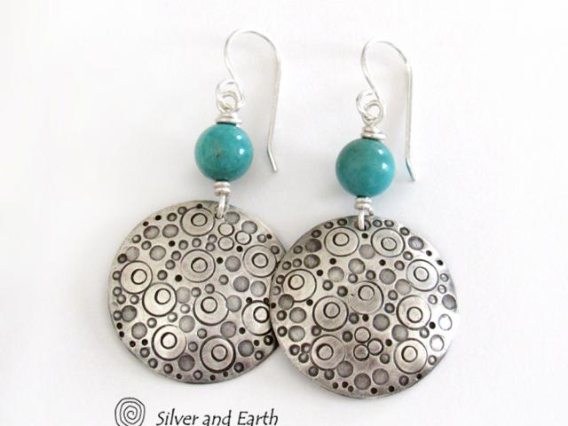 Sterling Silver & Turquoise Earrings - Unique Handcrafted Artisan Silver Jewelry