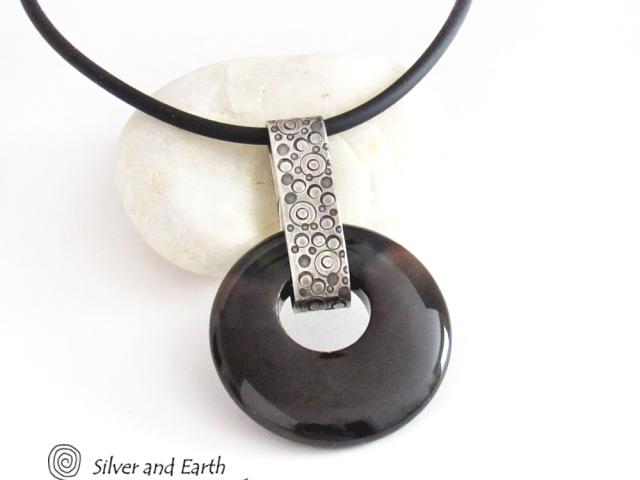 Black Onyx & Sterling Silver Necklace - Chic Modern Everyday Jewelry