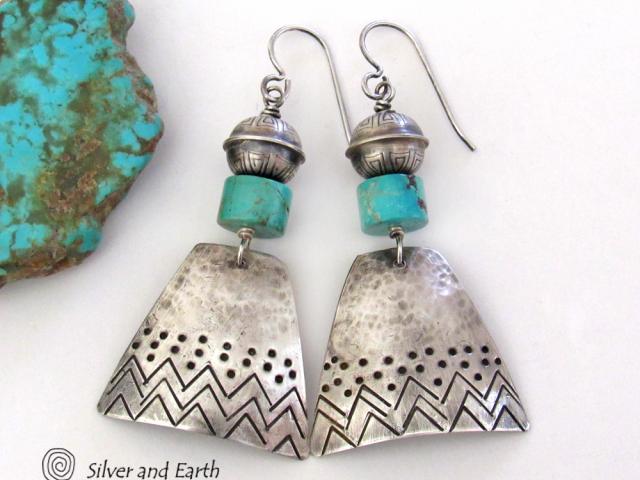 Sterling Silver Earrings with Turquoise - Southwestern Style Jewelry