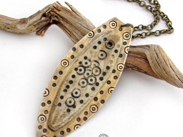 Ethiopian Tribal Bone Spear Brass Necklace - Cultural African Tribal Jewelry for Men / Women